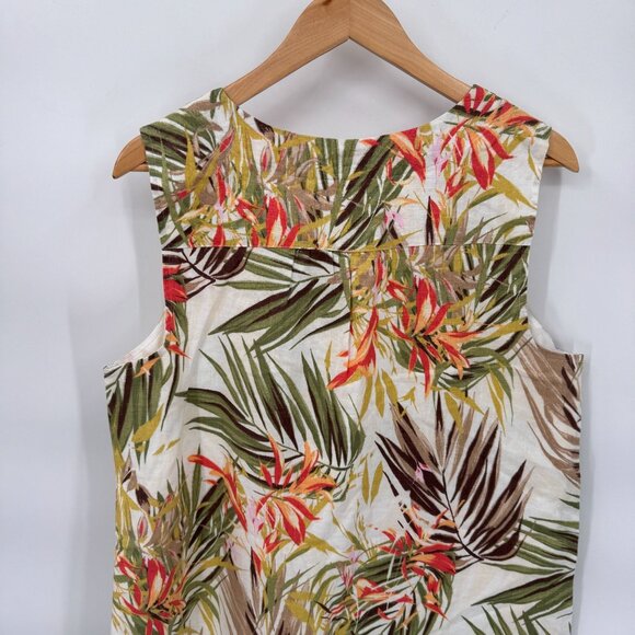 J. Jill Love Linen Tropical Shift Dress Womens LP White Linen Lined Pockets NEW - Picture 7 of 11